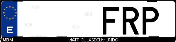 Imágen de matrícula de coche con letras FRP de España