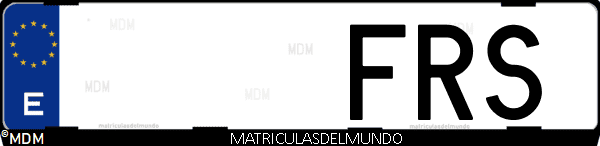 Imágen de matrícula de coche con letras FRS de España