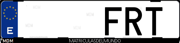 Imágen de matrícula de coche con letras FRT de España