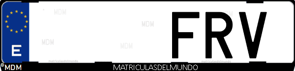 Imágen de matrícula de coche con letras FRV de España