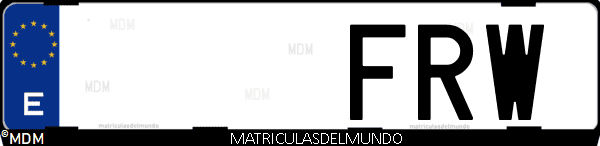 Imágen de matrícula de coche con letras FRW de España