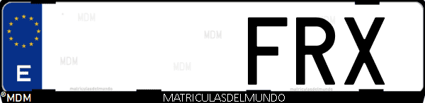Imágen de matrícula de coche con letras FRX de España