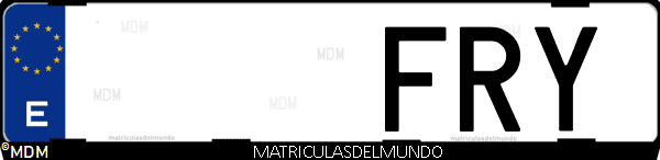 Imágen de matrícula de coche con letras FRY de España
