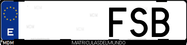 Imágen de matrícula de coche con letras FSB de España