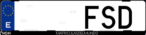 Imágen de matrícula de coche con letras FSD de España