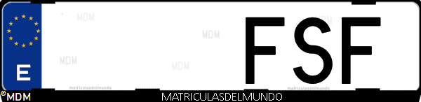 Imágen de matrícula de coche con letras FSF de España