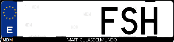 Imágen de matrícula de coche con letras FSH de España