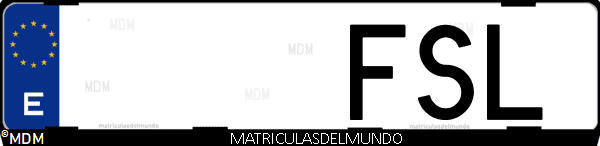 Imágen de matrícula de coche con letras FSL de España