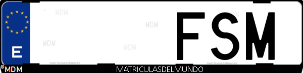 Imágen de matrícula de coche con letras FSM de España