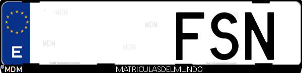 Imágen de matrícula de coche con letras FSN de España