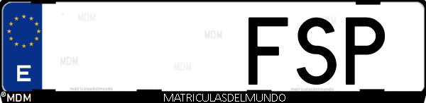 Imágen de matrícula de coche con letras FSP de España