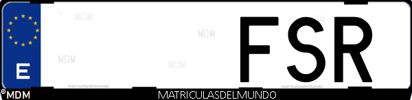 Imágen de matrícula de coche con letras FSR de España