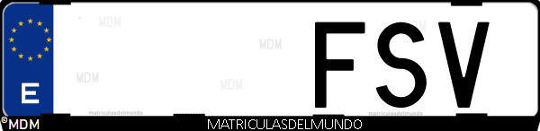 Imágen de matrícula de coche con letras FSV de España