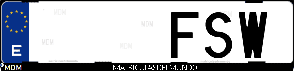 Imágen de matrícula de coche con letras FSW de España