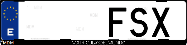 Imágen de matrícula de coche con letras FSX de España
