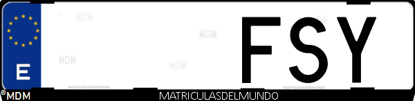 Imágen de matrícula de coche con letras FSY de España