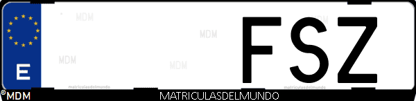 Imágen de matrícula de coche con letras FSZ de España