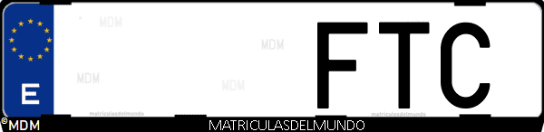 Imágen de matrícula de coche con letras FTC de España