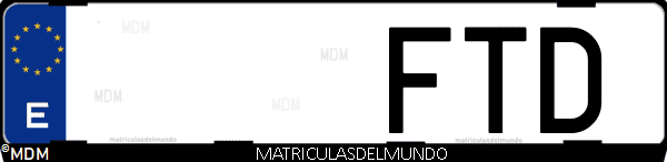 Imágen de matrícula de coche con letras FTD de España