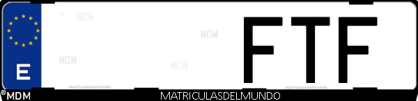 Imágen de matrícula de coche con letras FTF de España