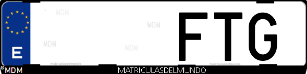 Imágen de matrícula de coche con letras FTG de España
