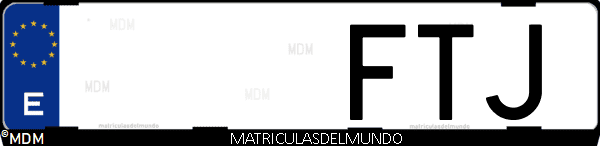 Imágen de matrícula de coche con letras FTJ de España