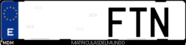 Imágen de matrícula de coche con letras FTN de España