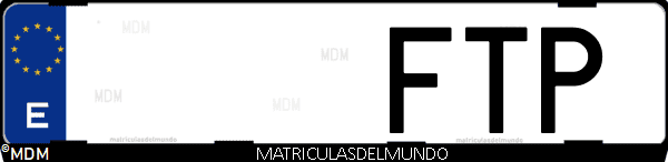 Imágen de matrícula de coche con letras FTP de España