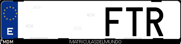 Imágen de matrícula de coche con letras FTR de España