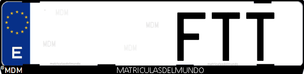 Imágen de matrícula de coche con letras FTT de España