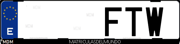 Imágen de matrícula de coche con letras FTW de España