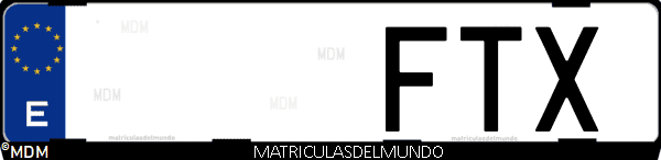 Imágen de matrícula de coche con letras FTX de España