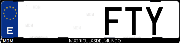 Imágen de matrícula de coche con letras FTY de España