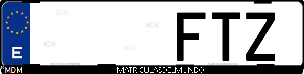 Imágen de matrícula de coche con letras FTZ de España