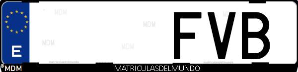 Imágen de matrícula de coche con letras FVB de España