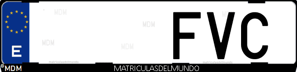 Imágen de matrícula de coche con letras FVC de España