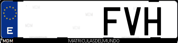 Imágen de matrícula de coche con letras FVH de España