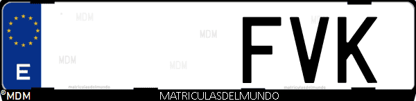 Imágen de matrícula de coche con letras FVK de España