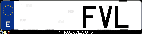 Imágen de matrícula de coche con letras FVL de España