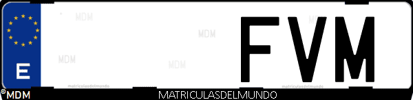 Imágen de matrícula de coche con letras FVM de España