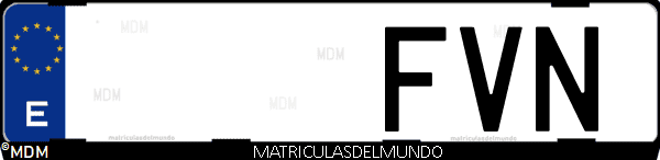 Imágen de matrícula de coche con letras FVN de España