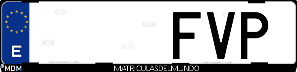 Imágen de matrícula de coche con letras FVP de España