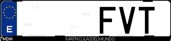 Imágen de matrícula de coche con letras FVT de España