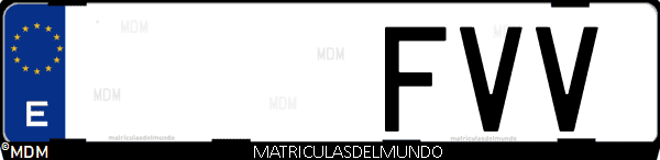 Imágen de matrícula de coche con letras FVV de España