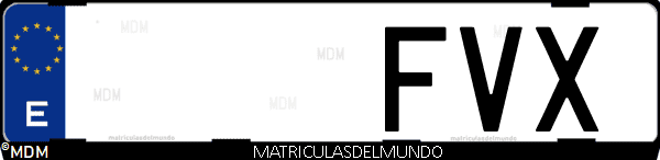Imágen de matrícula de coche con letras FVX de España