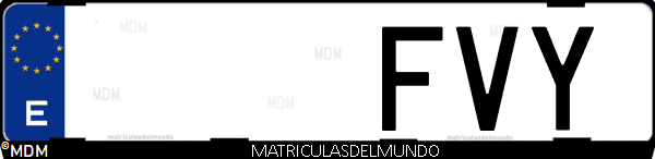 Imágen de matrícula de coche con letras FVY de España