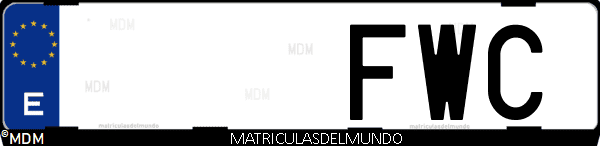 Imágen de matrícula de coche con letras FWC de España