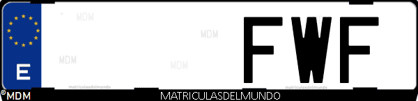 Imágen de matrícula de coche con letras FWF de España