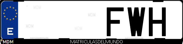 Imágen de matrícula de coche con letras FWH de España