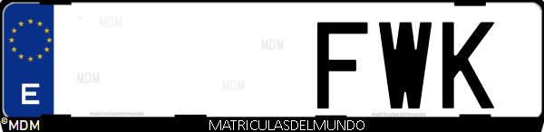Imágen de matrícula de coche con letras FWK de España